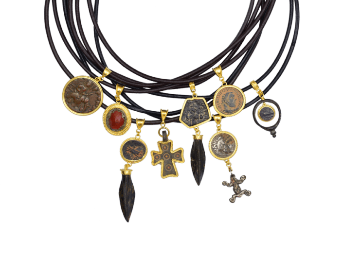 Ancient Byzantine Coin encased in 22k Gold with Diamond Accents