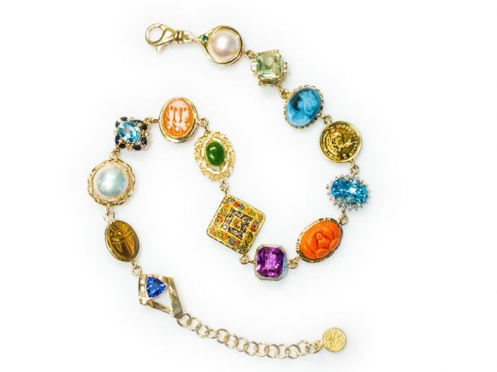 Bohemian Choker featuring multiple gemstones and coins set in 14k Gold